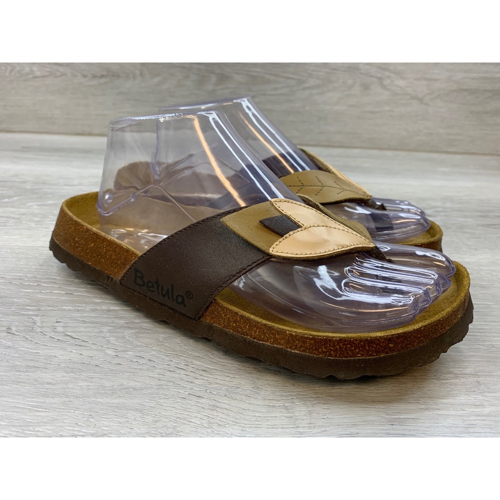 Betula by Birkenstock Brown Leaf Thong Sandals Cork Footbed Women's 39 US *